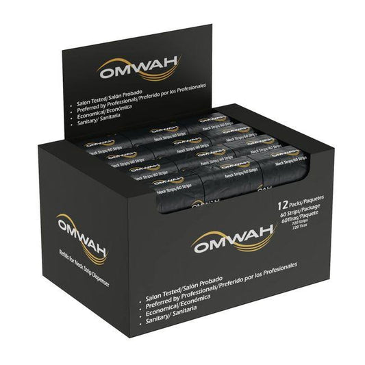 OMWAH Professional Neck Strips (1 Carton- 720 Strips) 12 Packs W/60 Strips Per Pack - for Hair Cutting, Barber and Hair Salon
