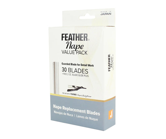 Feather Nape Value Pack w/ Free 2oz Jatai Blade Glide Shaving Lotion - 30pk (F1-30-303)