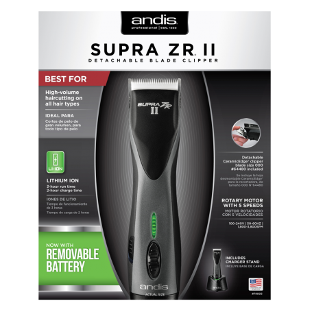 Andis Supra ZR II Cordless Detachable Blade Clipper