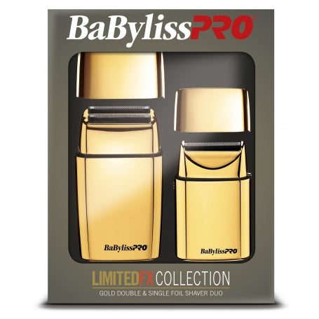 BaByliss PRO Gold &amp; Black FX Collection Metall-Akku-Einzel- und Doppelfolienrasierer-Set – limitierte Auflage